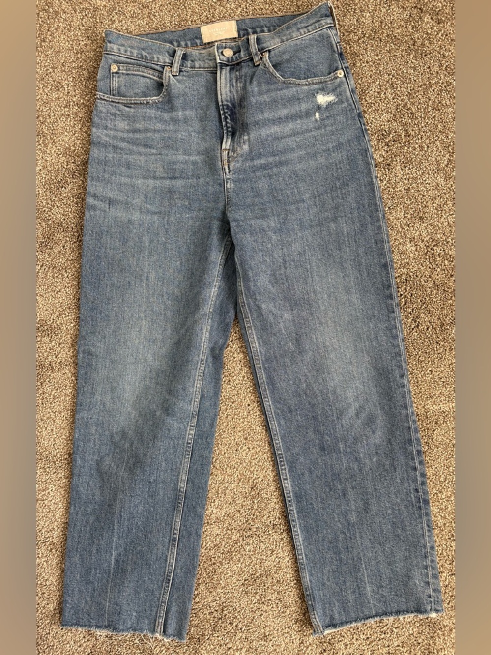 Everlane The Way High Jean High Rise Straight Leg Jeans  Raw Frayed Hem Size 28